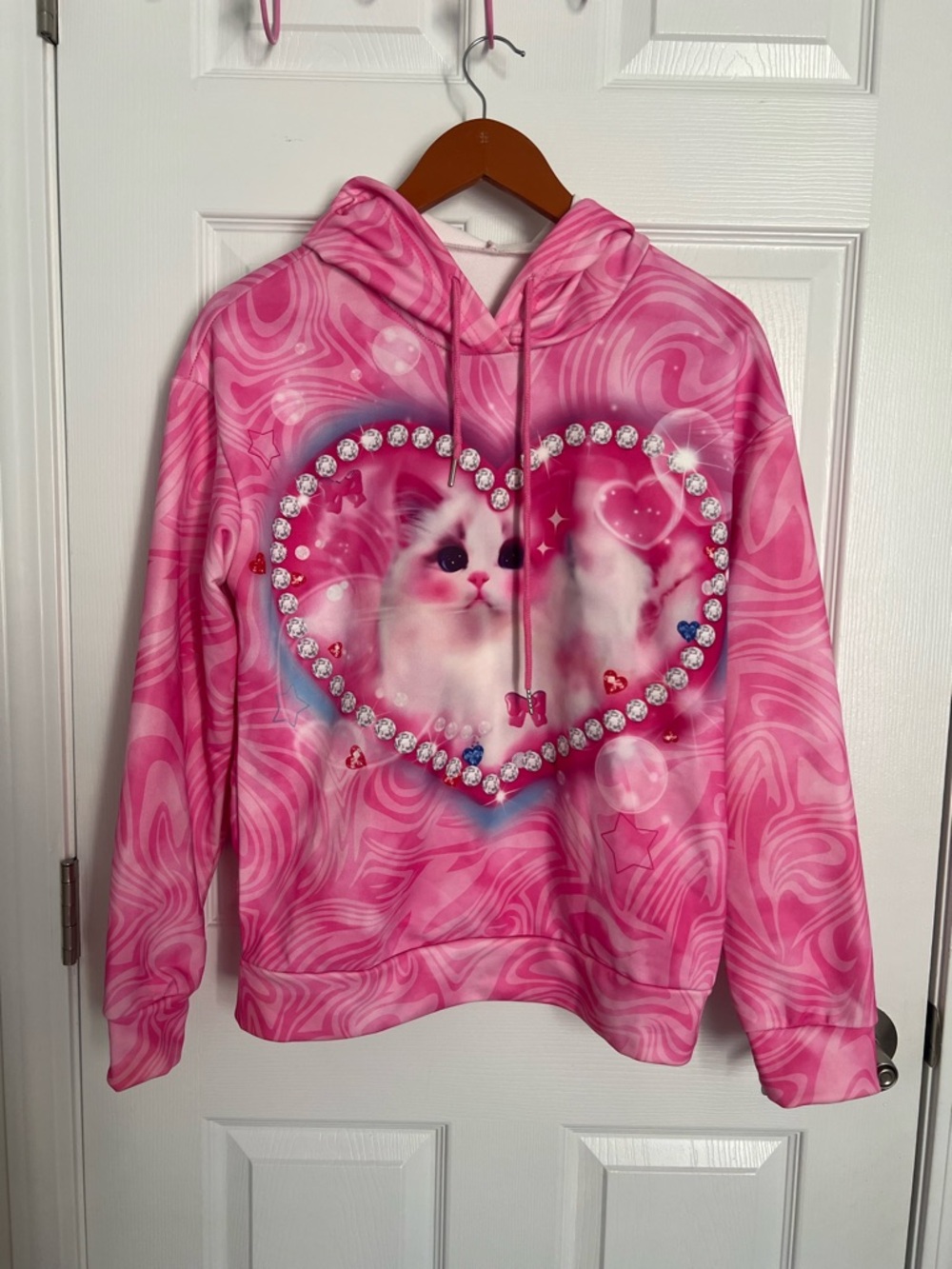 SHEIN Pink Swirl Graphic Hoodie